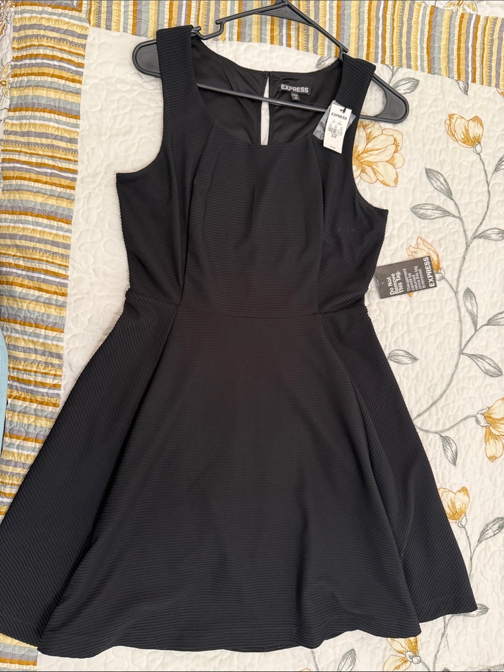 Express Black Sleeveless Fit & Flare Dress